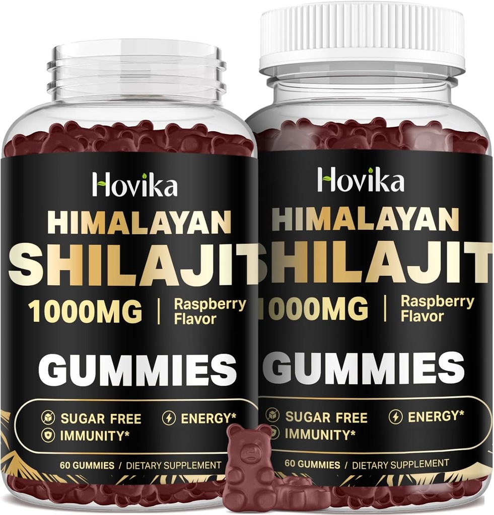 Shilajit Gummies 1000mg for Men & Women - Shilajit Gummies with 85+ Trace Minerals, Ashwagandha, Turmeric, Black Pepper - Energy & Immune Support - Sugar Free Raspberry Flavor 60 Count 2