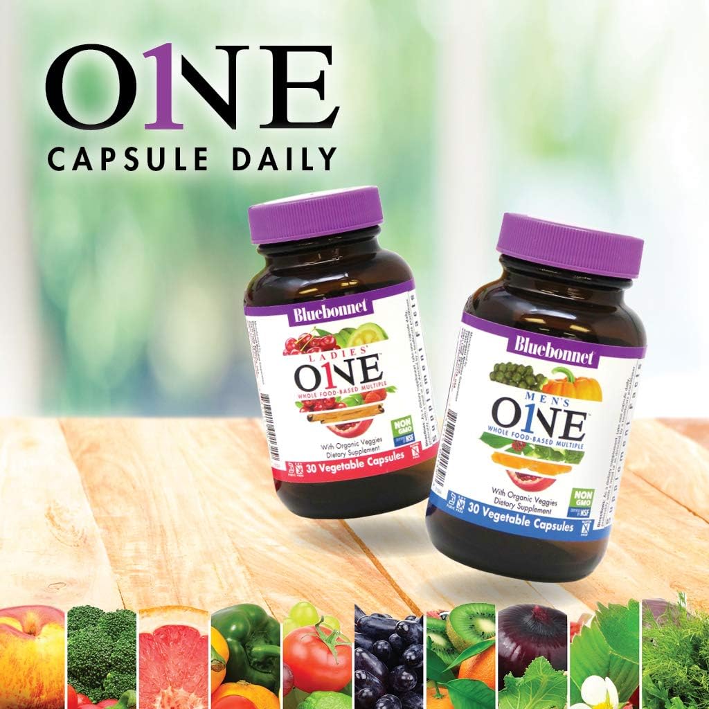 Bluebonnet Nutrition One for Men Whole Food-Based Multiple, Daily Nutrition*, Non-GMO, Vegetarian Friendly, Kosher, Gluten-Free, Soy-Free, Dairy-Free, Iron Free, 30 Vegetable Capsules, 30 Servings 6