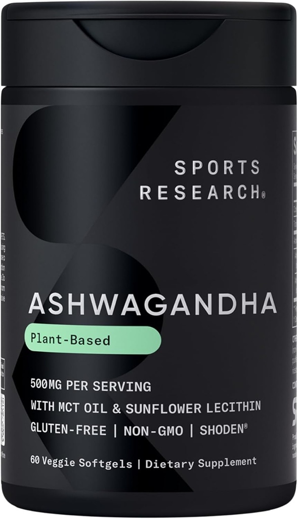 Sports Research® Ashwagandha Softgels with Coconut MCT Oil - Natural Adaptogen Made with Shoden® Ashwa for Relaxation, Calm & Sleep Support - Gluten Free & Vegan Friendly - 60 Count 2