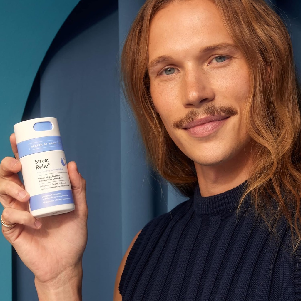 Health by Habit Stress Relief Supplement (60 Capsules) - Vitamin B, Zen, Lemon Balm, Supports Relaxation, Mood Balance, Reduce Stress, Non-GMO, Sugar Free (1 Pack) 6