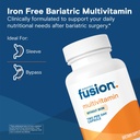 Bariatric Fusion Bariatric Multivitamin Without Iron | Post Bariatric Surgery Patients | Iron Free Bariatric Vitamin for Gastric Bypass and Sleeve Gastrectomy | 60 Capsules | 1 Month Supply 3