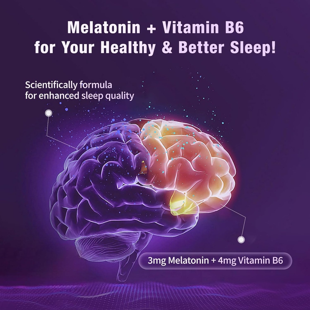 Unichi Melatonin Gummy, Scientifically Formulated with 3mg of Melatonin and 4mg of Vitamin B6 for Enhanced Sleep Quality, 0 Sugar, Gluten-Free, Non-GMO, Great-Tasting Lemon Lavender Flavour, 60 Count 5