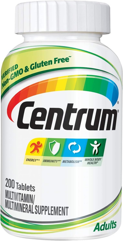 Centrum Adult Multivitamin/Multimineral Supplement with Antioxidants, Zinc, Vitamin D3 and B Vitamins, Gluten Free, Non-GMO Ingredients - 200 Count 2