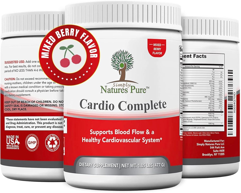 Simply Natures Pure Cardio Complete with 5,000 L-Arginine, 1,000mg L-Citrulline, and Hawthorn Berry - Heart Health & Cardiovascular Support Powder Supplement and 3-in-1 Nitric Oxide Booster 2