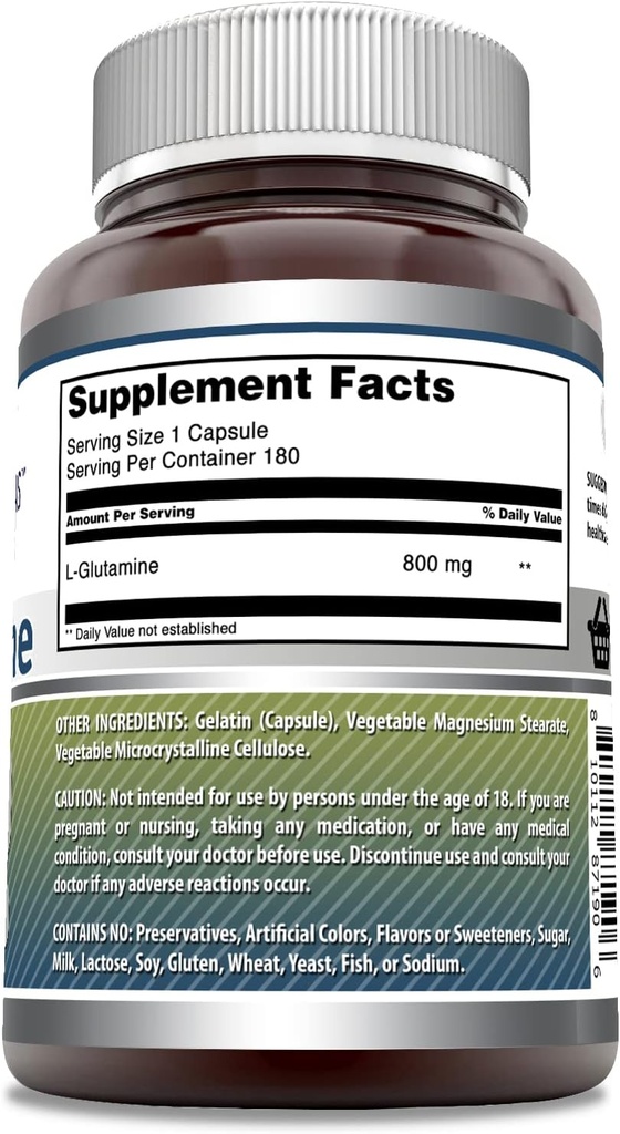 Amazing Formulas L-Glutamine Amino Acid Supplement | 800 Mg Per Serving | 180 Capsules | Non-GMO | Gluten Free | Made in USA 3