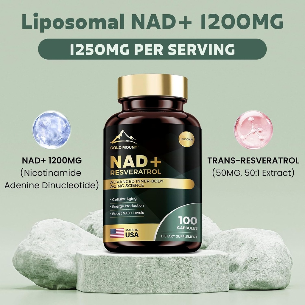 Liposomal NAD+ Supplement 1200mg with Trans Resveratrol - Boost NAD+ Levels, Energy & Anti-Aging Support - Vegan, 100 Softgels 3