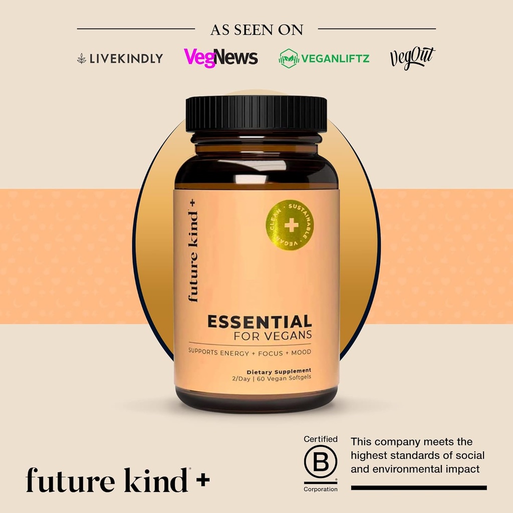 Future Kind Multivitamin Bundle - Vegan Complete Multivitamin and Vegan Essential Multivitamin - Vegan Vitamin B12, Omega 3, and Vitamin D3 - Complete Multivitamin, 42 Vitamins in 1 for Men and Women 3