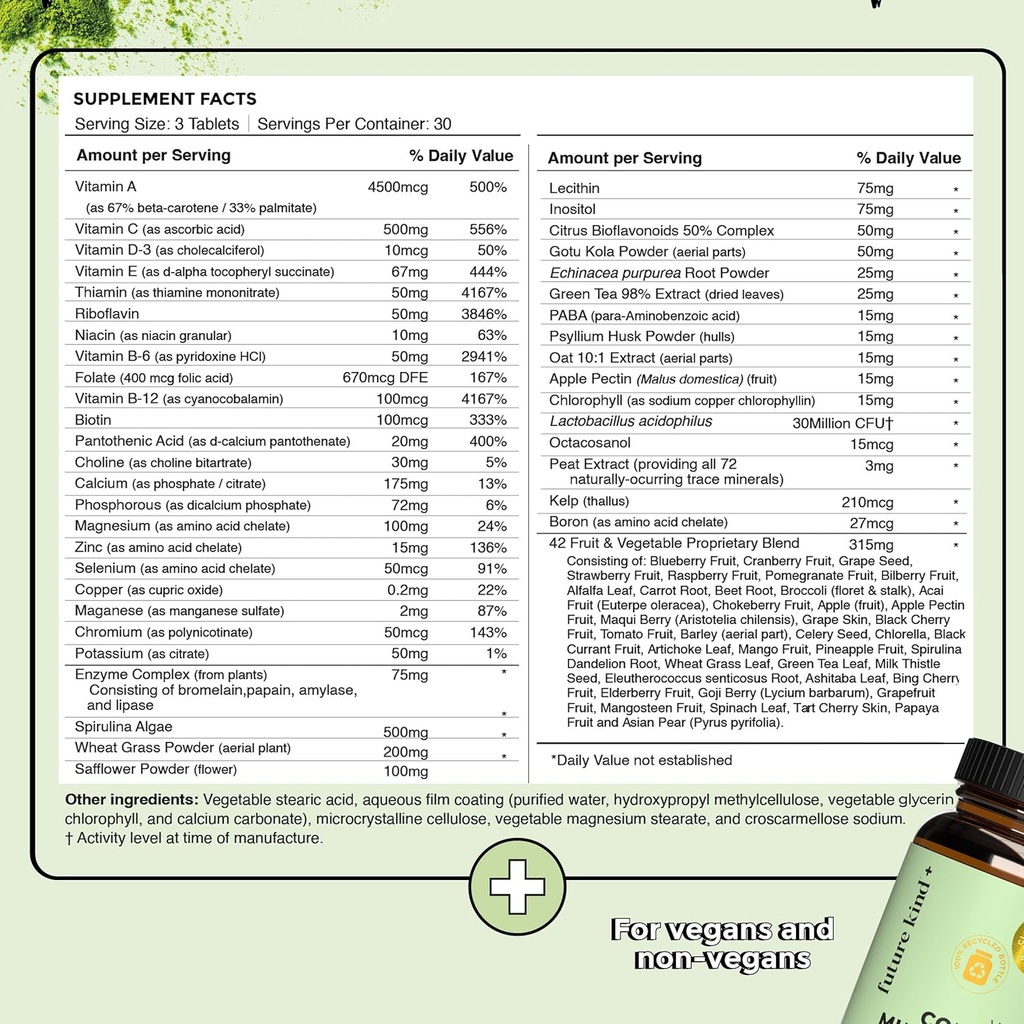 Future Kind Multivitamin Bundle - Vegan Complete Multivitamin and Vegan Essential Multivitamin - Vegan Vitamin B12, Omega 3, and Vitamin D3 - Complete Multivitamin, 42 Vitamins in 1 for Men and Women 6