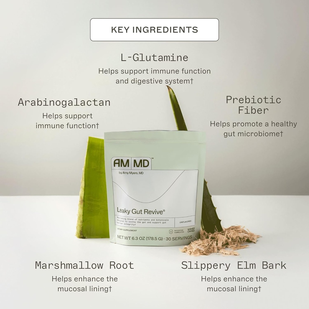 Amy Myers MD Leaky Gut Revive - Gluten-Free & Non-Dairy - Botanical Blend for Healthy Gut Support - GI Health Support with Prebiotic Fiber, Slippery Elm Bark & Marshmallow Root - 6.3 oz (30 Servings) 4