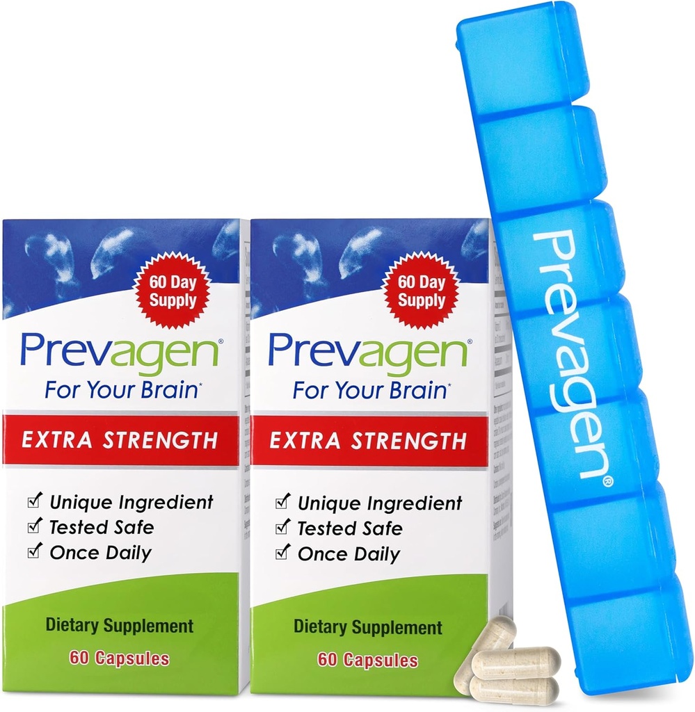 Prevagen Extra Stregnth - 120 Capsules (4 Month Supply) | Formulated for Your Brain | 20mg of Apoaequorin Plus Vitamin D3 with 7-Day Pill Minder 2