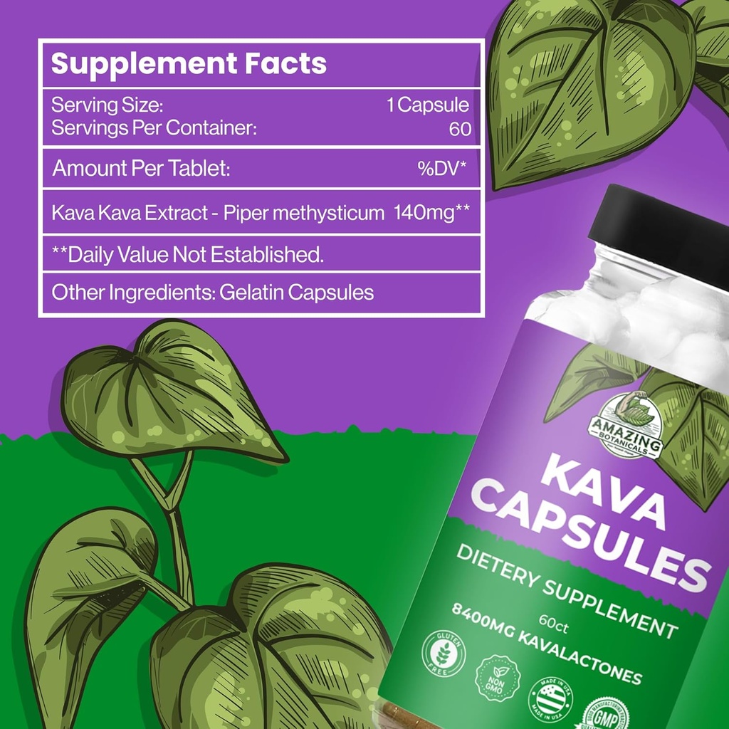 Premium KAVA KAVA Capsules 1000mg Kava Root Extract per Serving for Deep Relaxation | Natural Tension Relief | 100% Noble Fijian Kava Root Powder, Non-GMO, Gluten Free - 60 Count 4