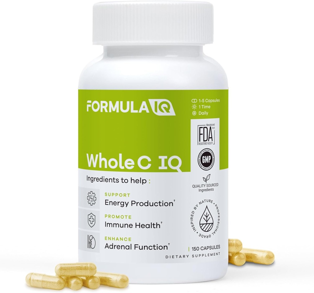 FIQ - Whole C IQ - Natural Vitamin C Supplements with Amla Fruit Extract - Iron, Energy, & Immune Support from Whole Food Sources - High Absorption Vitamin C Capsules - 90 Capsules 2