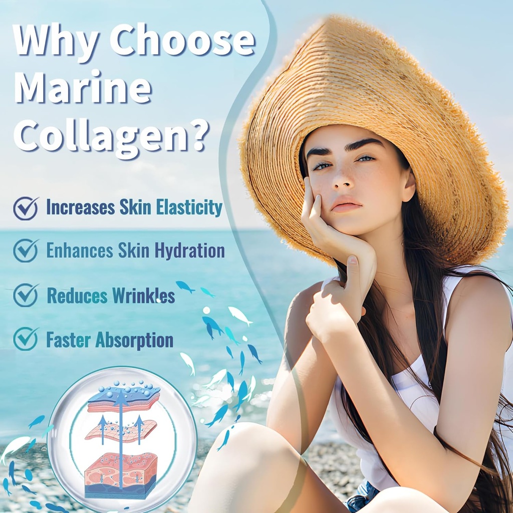 Zammex Marine Collagen Peptides Powder Unflavored, Wild-Caught Fish Collagen Powder, Supports Healthy Skin, Hair, Joints, Type 1 & 3 Collagen Supplement for Women - Easy to Mix. (32 Servings) 6