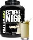 NutraBio Extreme Mass Gainer Protein Powder, 53G Protein, Clean Weight Gainer, Increase Muscle Mass, Full Spectrum Amino Acid - Vanilla, 6 Pound 2