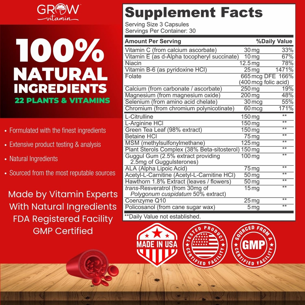 Heart Support Supplement, Promotes Cardiovascular Health, Triglyceride, Homocysteine, and CRP Levels, Natural Artery Cleanse, Made with 22 Premium Herbs & Vitamins 6