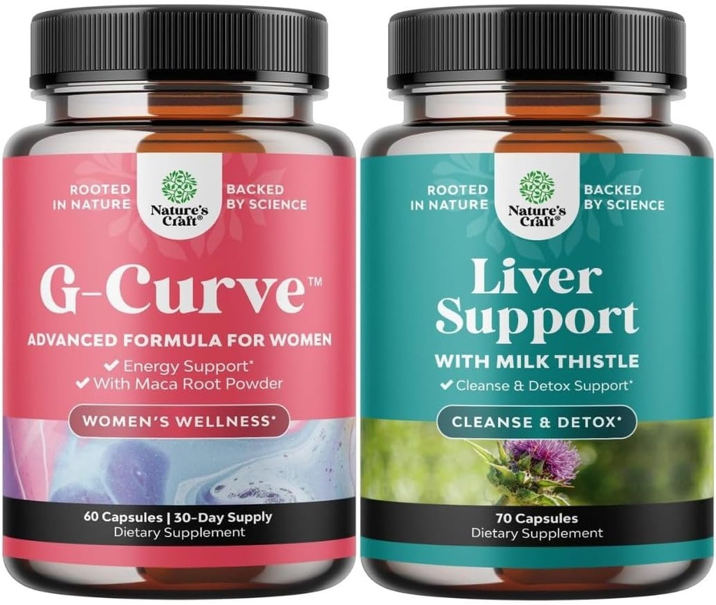 Bundle of G-Curve Butt & Breast Enhancement Pills with Saw Palmetto Extract Horny Goat Weed and Liver Cleanse Detox & Repair - Milk Thistle with Dandelion Root Choline Beetroot & Artichoke Extract 2