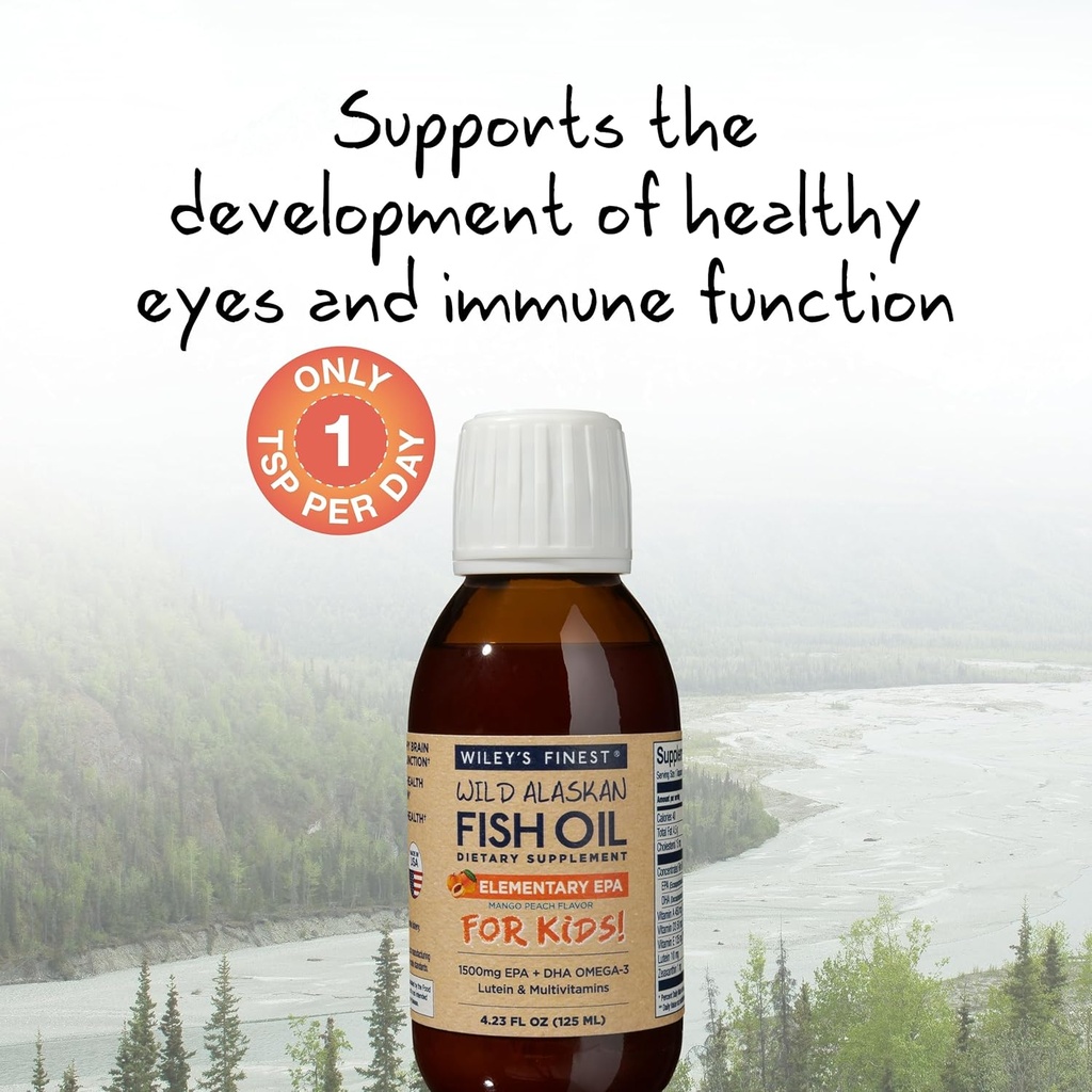 WILEYS FINEST SPO Oil Fish Epa Kids Elementary Mango Peach, 4.23 FZ 4