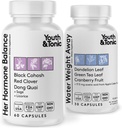 Youth & Tonic PMS & Menopause Bloating Relief Duo – Support for Puffiness, Hormonal Balance & Fluid Retention – Her Hormone Balance + Water Weight Away Natural Herbs for Women, 90 Capsules 2