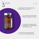 CLAV® N°3 Vitality Support - Vegan Multivitamin - Energy & Focus Supplement - Vitamin B Complex - Guarana, Ginseng, Ginkgo Extract - 60 Capsules - 1 Month 4
