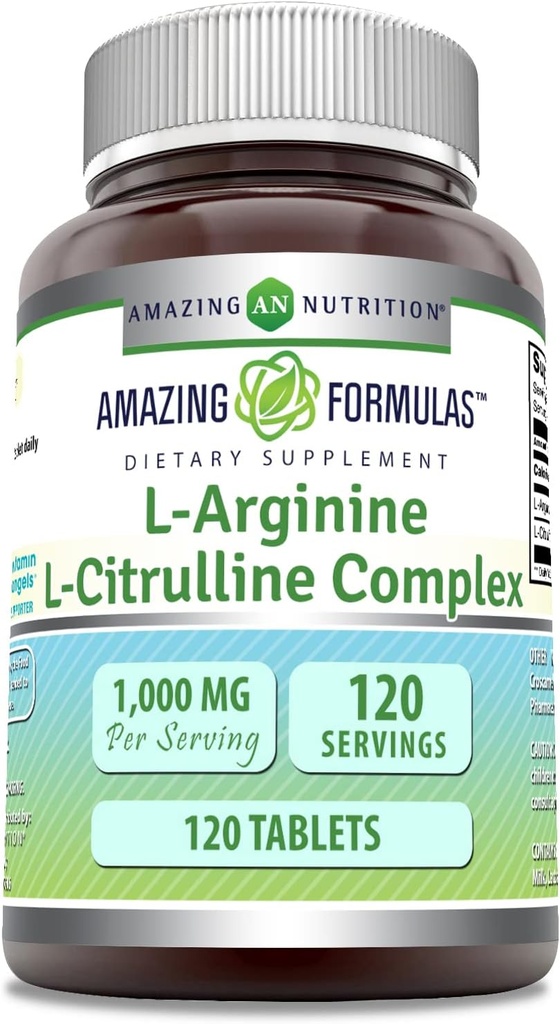Amazing Formulas L-Arginine/L-Citrulline Complex 1000mg 120 Tablets Supplement| Non-GMO | Gluten Free | Made in USA 2