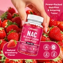 NAC Gummies 600mg, N Acetyl Cysteine Supplement with Glutathione, Resveratrol, Magnesium, CoQ10, NAC Chewable for Antioxidants & Immune Support, Strawberry Flavor 60 Gummies 6