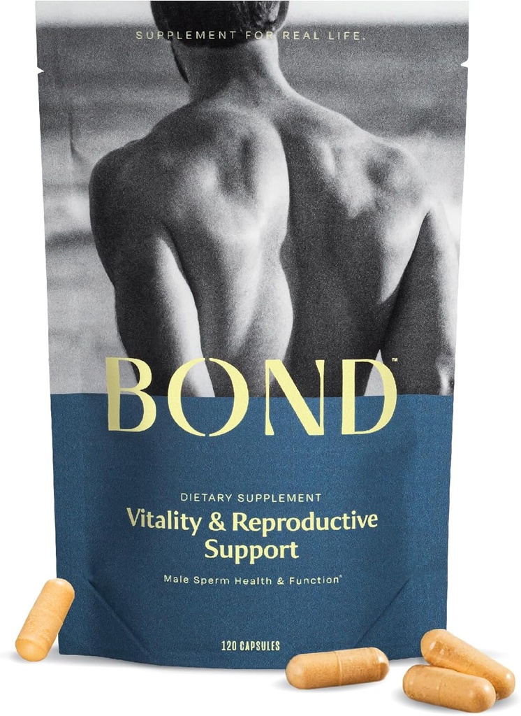 BOND Vitality - All-in-One Male Fertility Supplement - Conception for Him, Fertility Supplements for Men, Male Wellness Supplement - CoQ10, Vitamins B12, C, D, & E, Catalase, Selenium - 120 Capsules 2