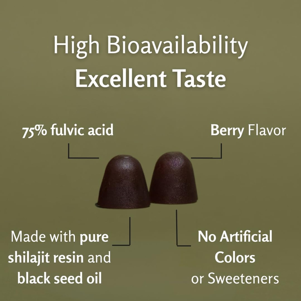 Pure Shilajit Gummies for Men & Women, Shilajit with Black Seed Oil, High Potency Pure Himalayan Resin for Energy, Immune Support, and Cognitive Function, Lab Tested Chewables 5