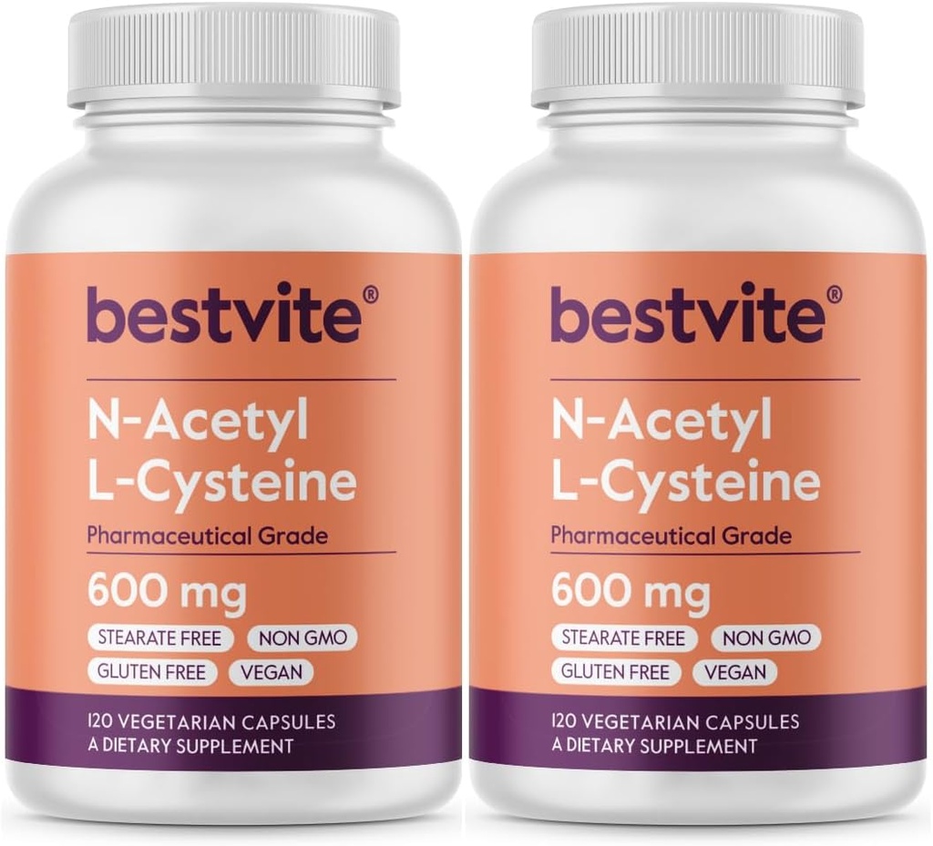 N-Acetyl L-Cysteine 600mg (NAC) (120 Vegetarian Capsules) (120 x 2) - No Stearates - Vegan - No Fillers - No Silica - No Gelatin - Gluten Free - Non GMO 2