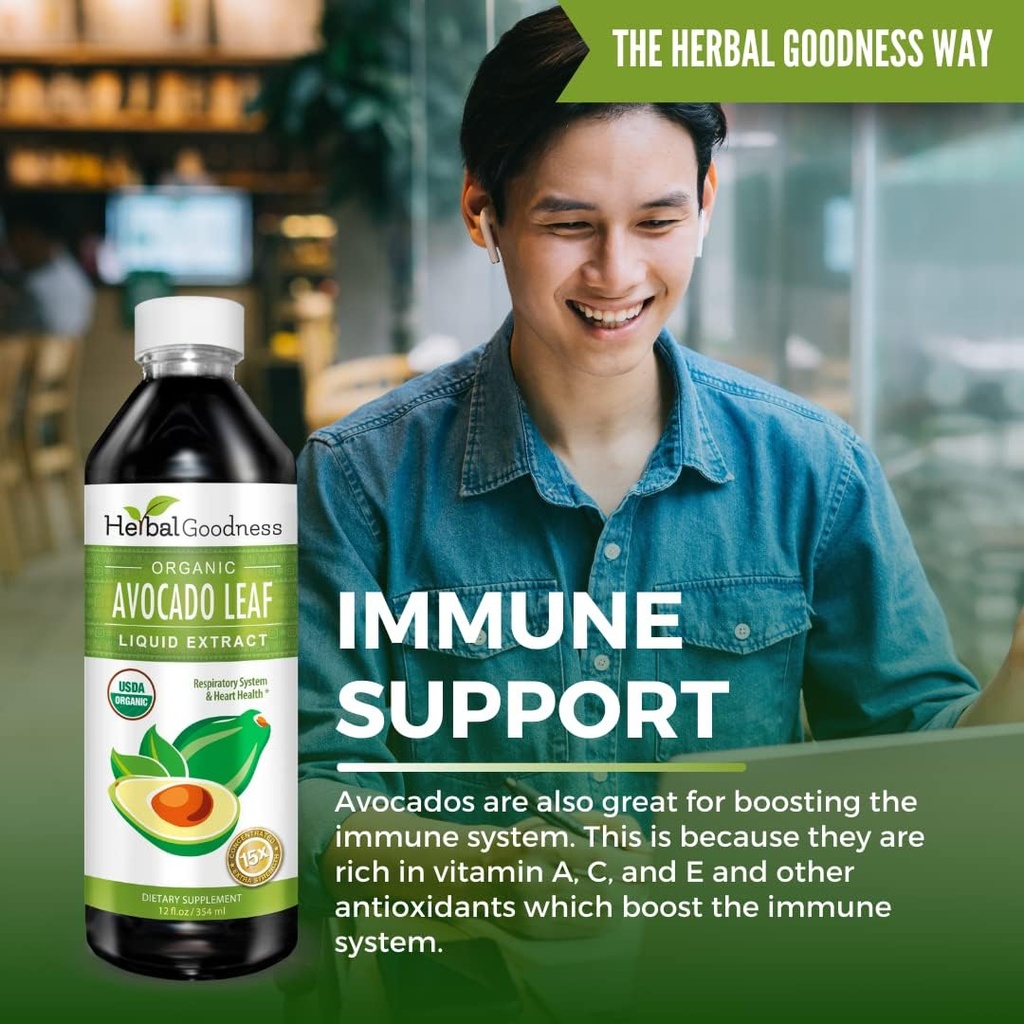 Avocado Leaf Extract Liquid Supplement - Avocado Fruit, Hoja de Aguacate, Avocado Leaves for Vitamins, Dietary Fiber, Skin & Immune Support, Digestive Health - 12oz Herbal Goodness 4