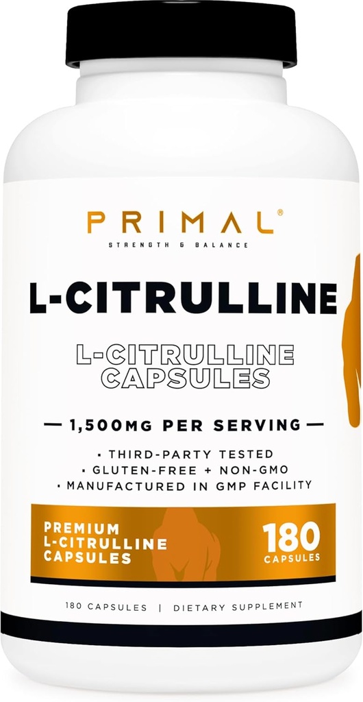 Primal L-Citrulline Capsules (180 Capsules / 1,500 mg Per Serving) | Premium L-Citrulline Supplement 2