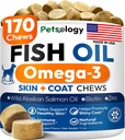 Omega 3 Fish Oil for Dogs - 170 Chews - Omega 3 for Dogs Itchy Skin & Allergy Relief - Skin & Coat Supplement - EPA & DHA Fatty Acids - Dog Anti Shedding & Hot Spot Treatment - Salmon Oil 2