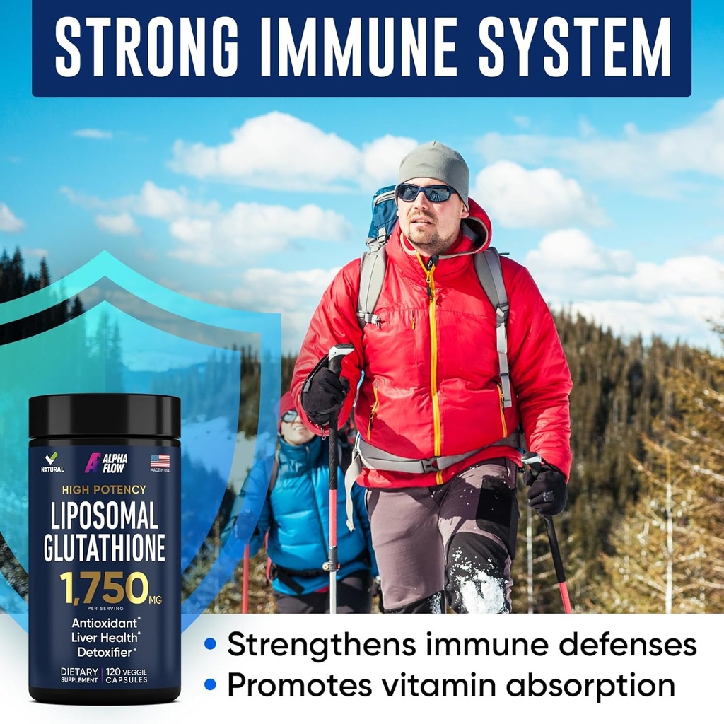 (Bundle) L Tyrosine 1000mg & Liposomal Glutathione 1750mg - All-Natural Focus, Energy, and Liver Support - Non-GMO, Gluten-Free, Vegan - 270 Capsules Total 5
