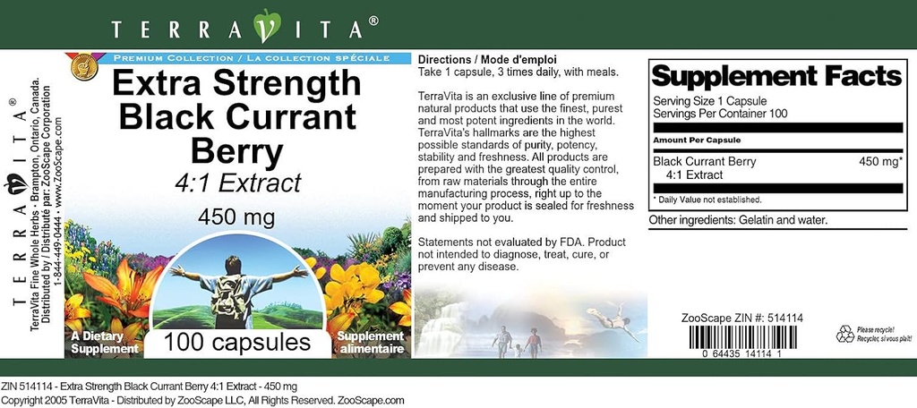 Extra Strength Black Currant Berry 4:1 Extract - 450 mg (100 Capsules, ZIN: 514114) 4