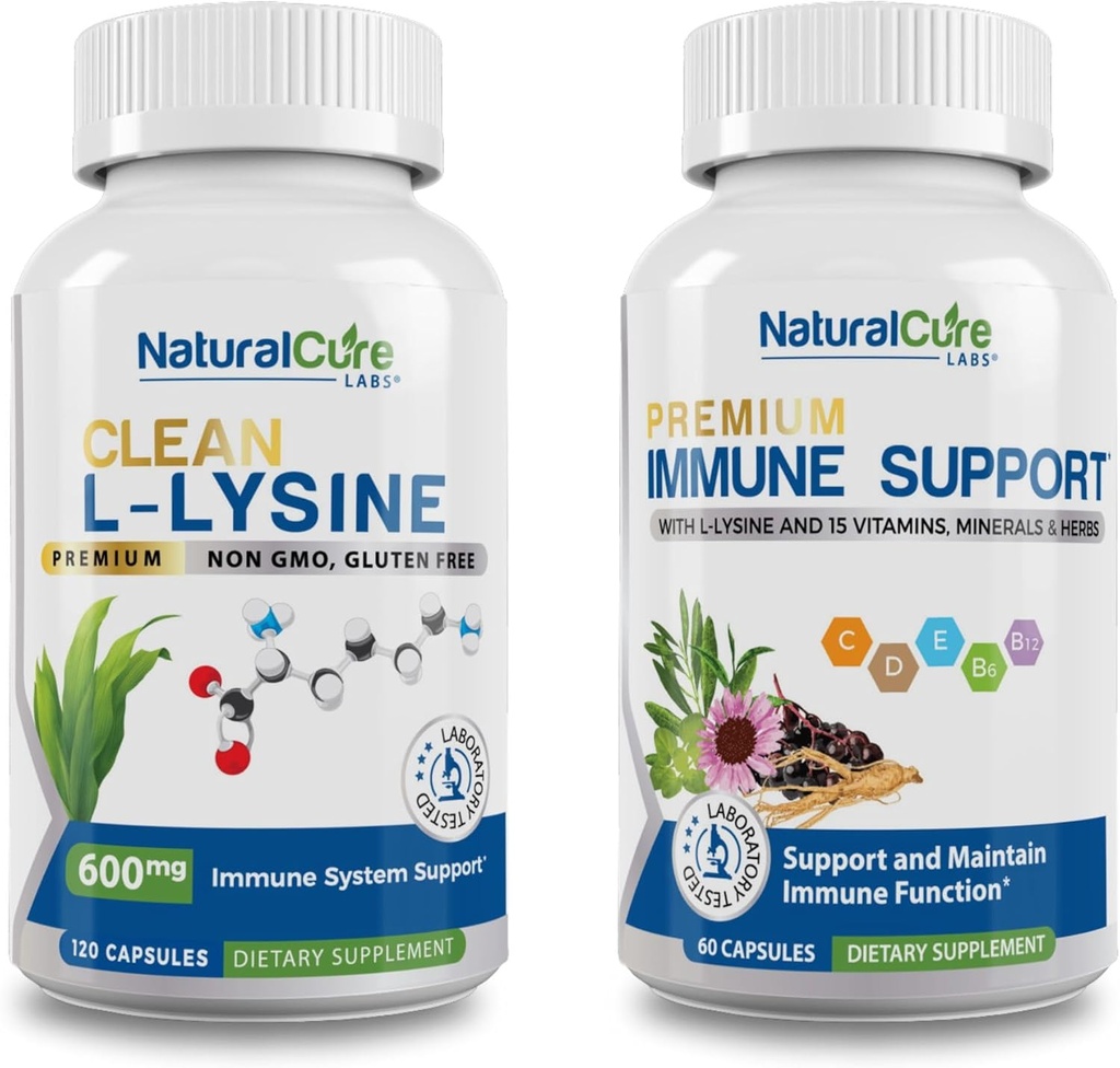 Natural Cure Labs Bundle: Clean L-Lysine + Immune Support 2