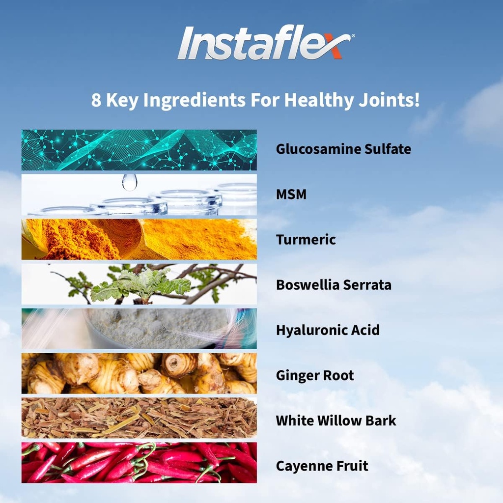 Instaflex Joint Support Supplement - Clinically Studied Joint Relief Blend of Glucosamine, MSM, White Willow, Turmeric, Ginger, Cayenne, Hyaluronic Acid - 180 Capsules 5