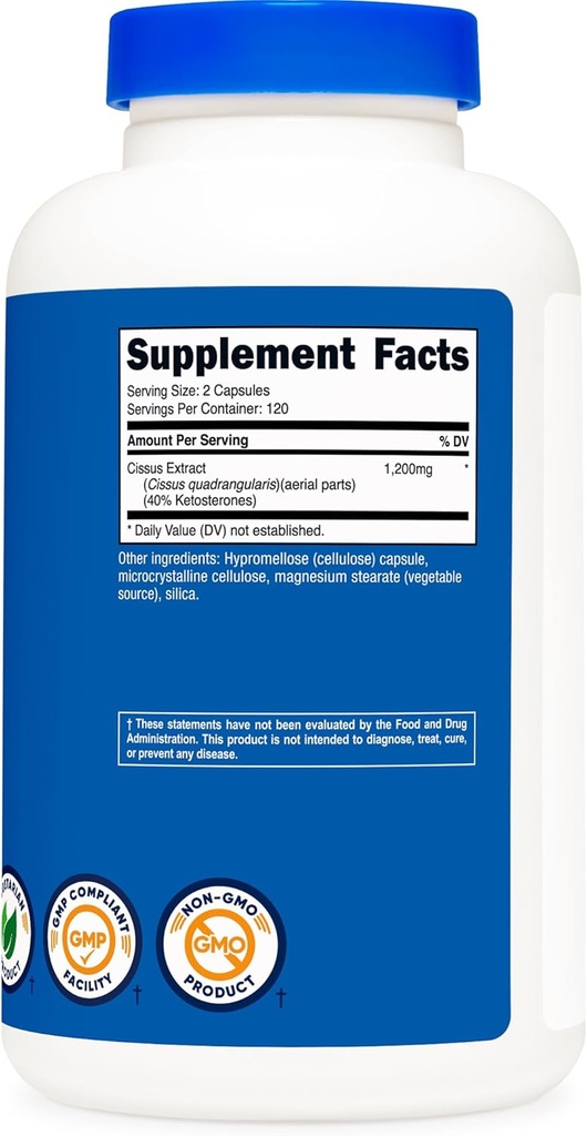 Nutricost Cissus Quadrangularis (1200mg) 240 Capsules - 120 Servings, Gluten Free, Non-GMO, and Vegetarian Friendly 6