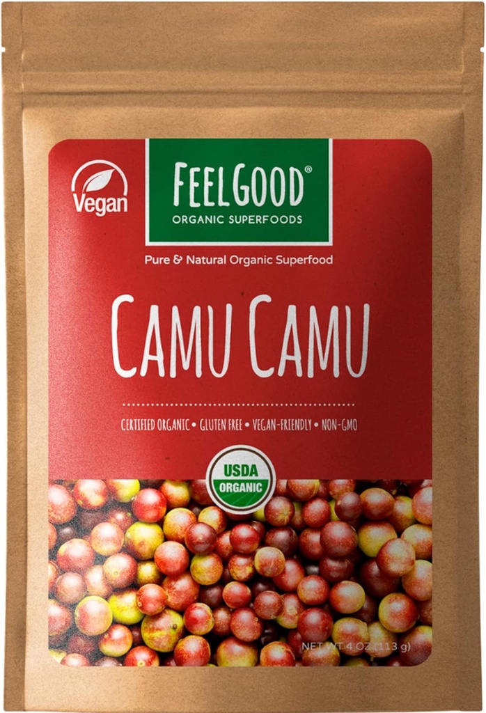 Feelgood Superfoods Organic Camu Camu Powder, Vegan, Non-GMO, Gluten Free Berry Powder with Vitamin C and Antioxidants for Immune Support, 4 oz 2