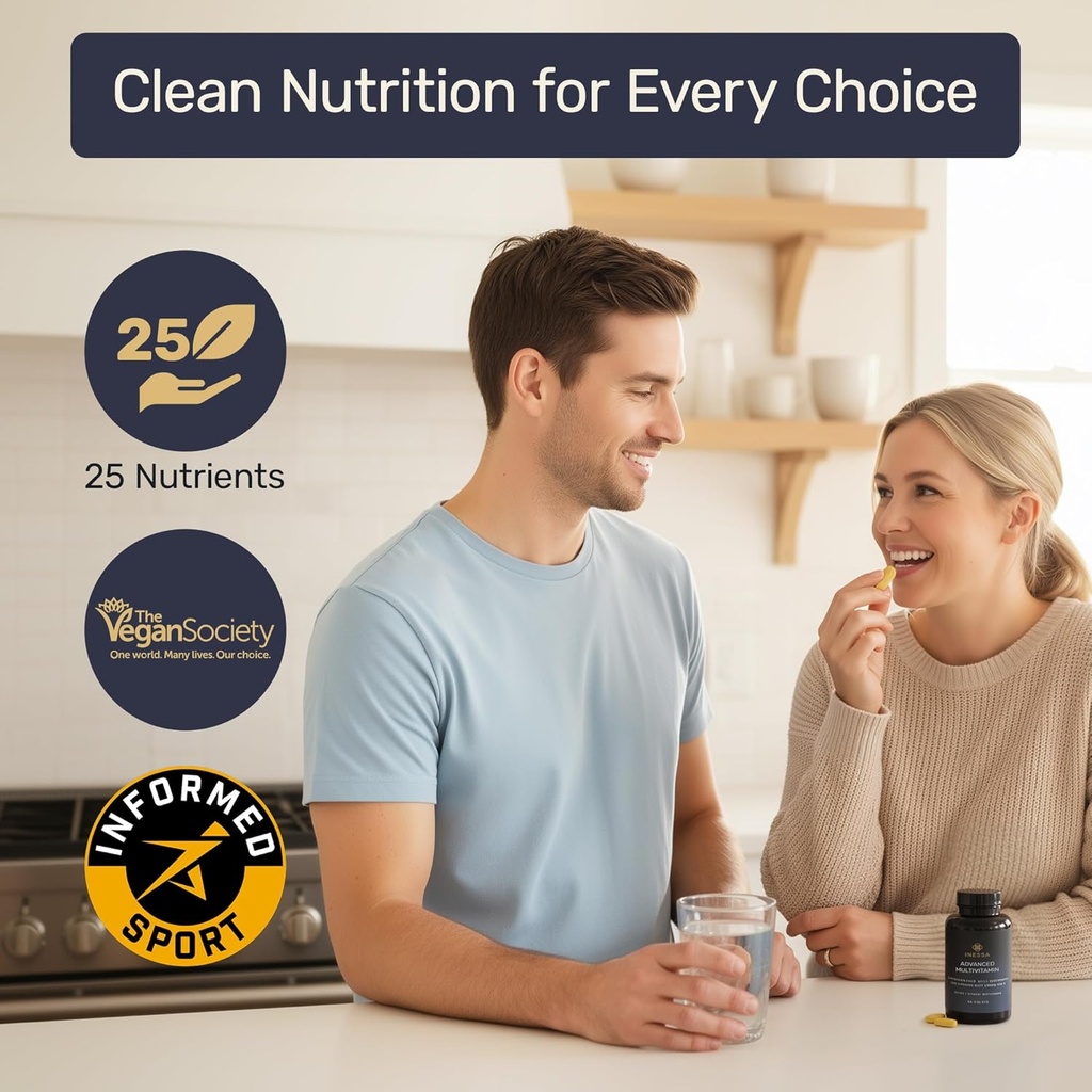 Inessa Methylated Multivitamin for Men and Women - Advanced Natural Daily Mens Multivitamins with CoQ10 100mg, Vitamins D3, K2, A, B Complex Vitamins, Folic Acid & Zinc - 60 Vegan Tablets 4