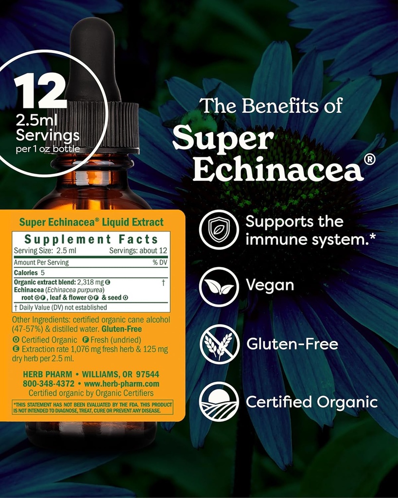 Herb Pharm Certified Organic Super Echinacea Liquid Extract for Active Immune System Support - 1 Ounce (DSUPER01) 3