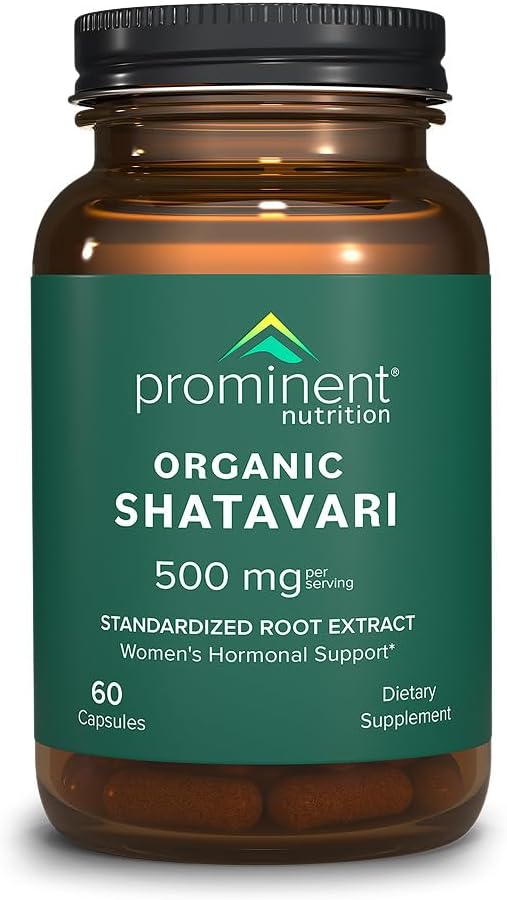 Prominent Nutrition Organic Shatavari Capsules, Hormone Support for Women, 500 mg, 60 Count, Standardized Root Extract Formulated for Women’s Health - 1 Pack 2