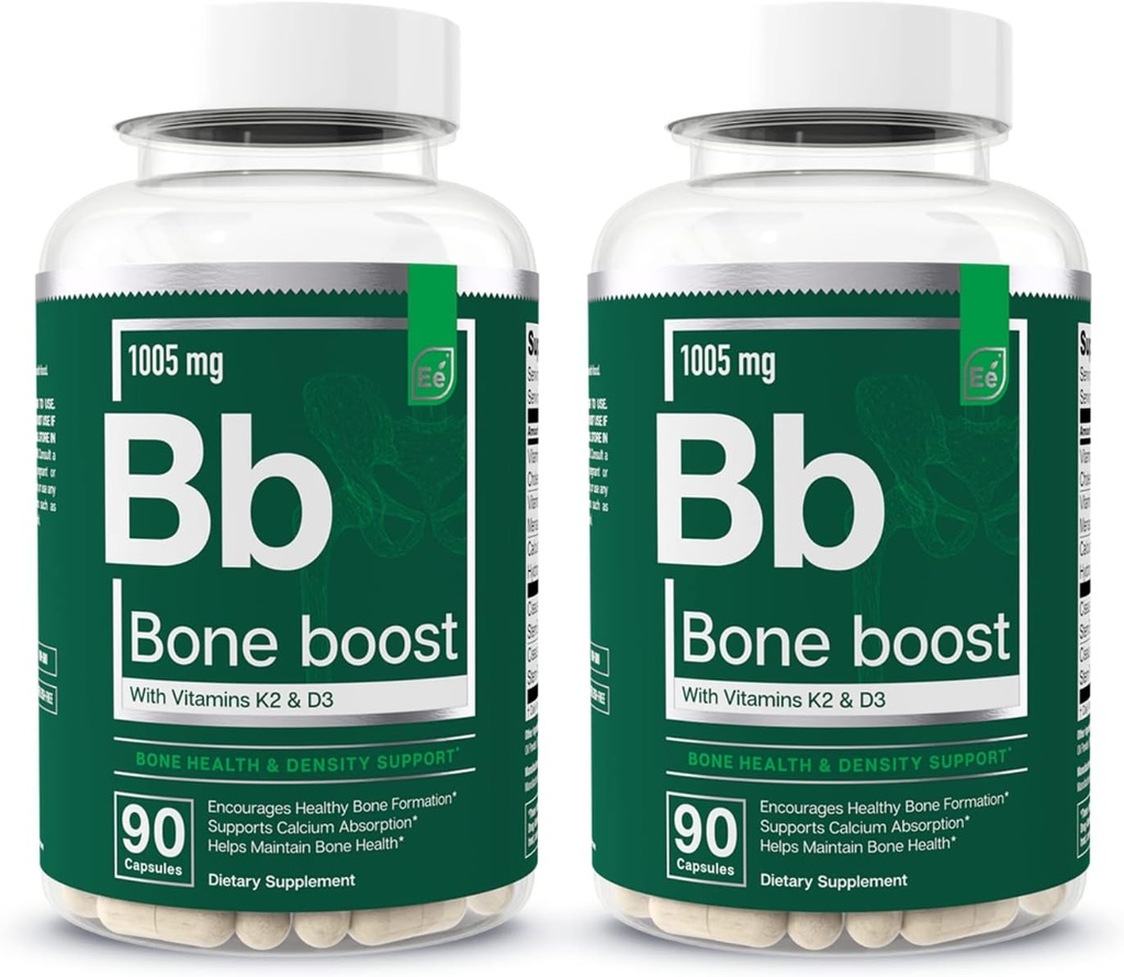 Essential Elements Bone Boost Bone Health Supplement - Bone Support and Calcium Supplement with Vitamin D 3, K2, Cissus Quadrangularis for Bone Strength - 180 Capsules (60 Day Supply) (2-Pack) 2