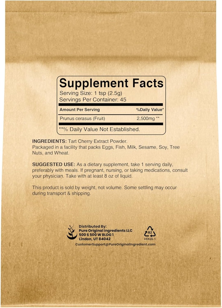 PURE ORIGINAL INGREDIENTS Tart Cherry Extract (1 lb) Non-GMO, Herbal Supplement 3