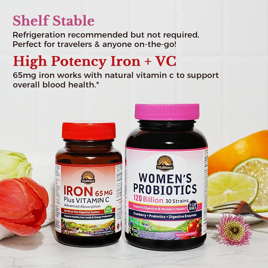 Vitalitown Women’s Probiotics & Iron Supplement Bundle 5