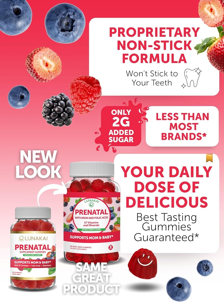 Lunakai Prenatal Vitamin and Women's Multivitamin Gummies Bundle - Pregnancy Multivitamin Gummy with Iron & Folic Acid - with 100% Daily Value of 16 Essential Vitamins and Minerals - 30 Days Supply 4