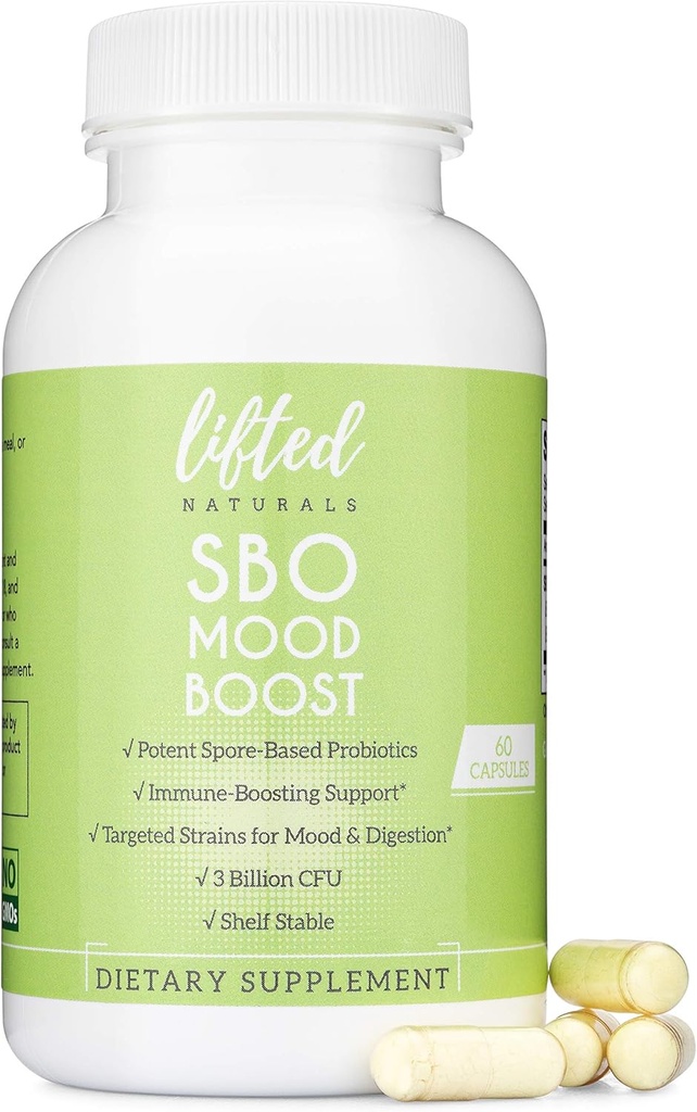 Lifted Naturals Spore Based Probiotic Probiotics - SBO Mood Boost - Spore/Soil-Based - Digestion & Natural Mood Support - Histamine-Free - 60 Day Supply, Non-GMO, Dairy-Free, Gluten-Free, Vegan 2