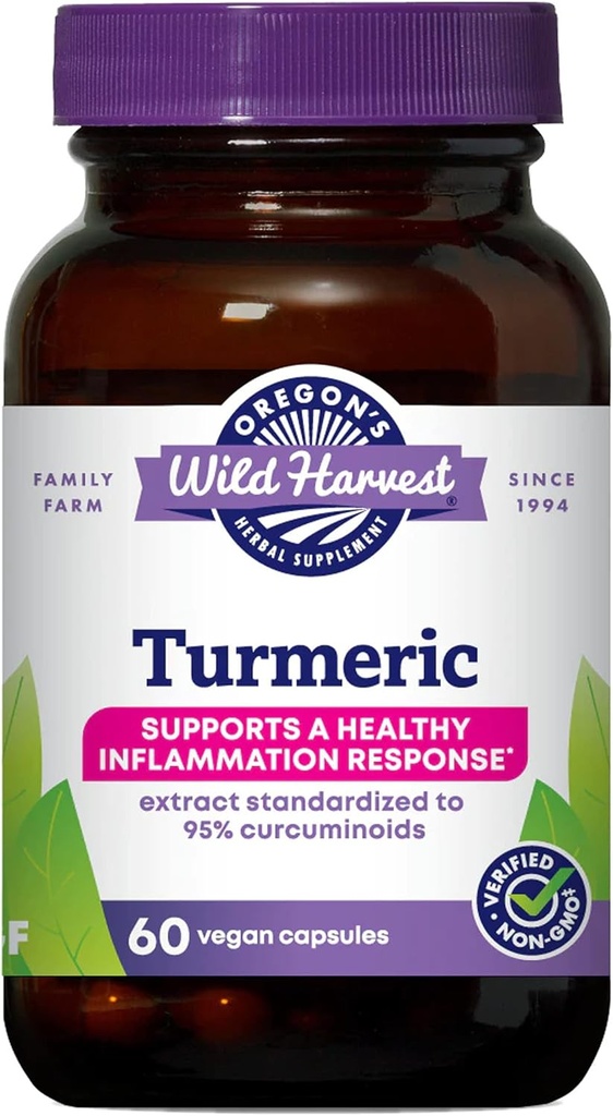 Oregon's Wild Harvest Turmeric 120 Vegan Capsules | Organic Turmeric Curcuminoids with Black Pepper for Better Absorption | Supports Healthy Inflammation Response and Joint Health | Non GMO 6