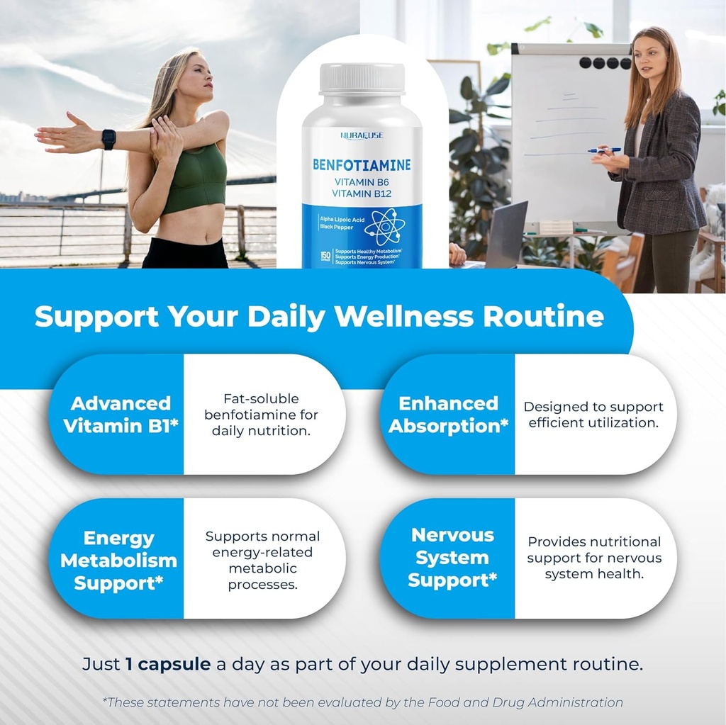 Liposomal Benfotiamine with Vitamin B6, Vitamin B12, Alpha Lipoic Acid, Curcumin - Support Healthy Metabolism, Energy Levels- Made and Tested in The USA 6