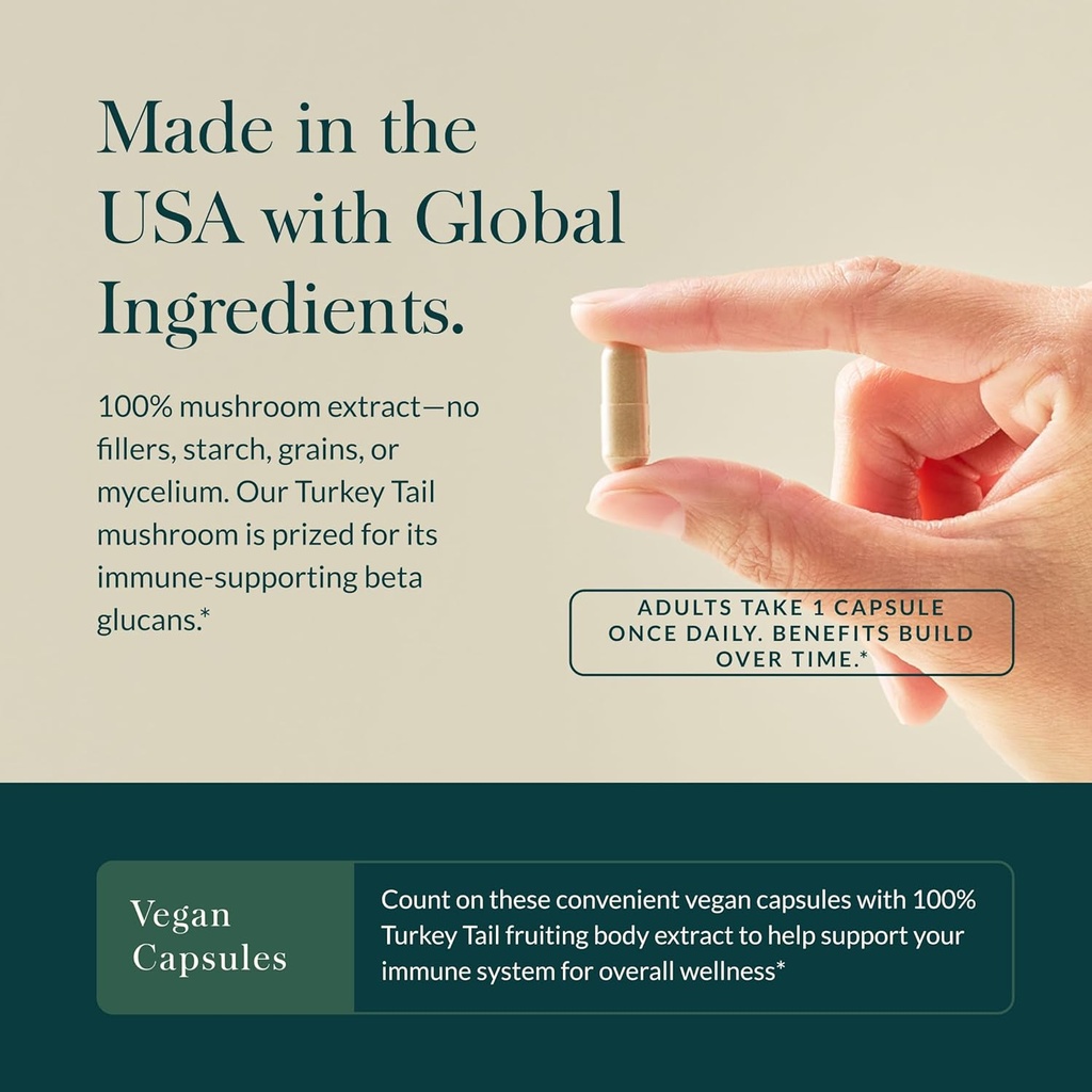 Gaia Herbs Turkey Tail Mushroom - Immune Support Supplement to Help Maintain Liver Health - with Organic Turkey Tail Mushroom Fruiting Body Extract - 120 Vegan Capsules 5