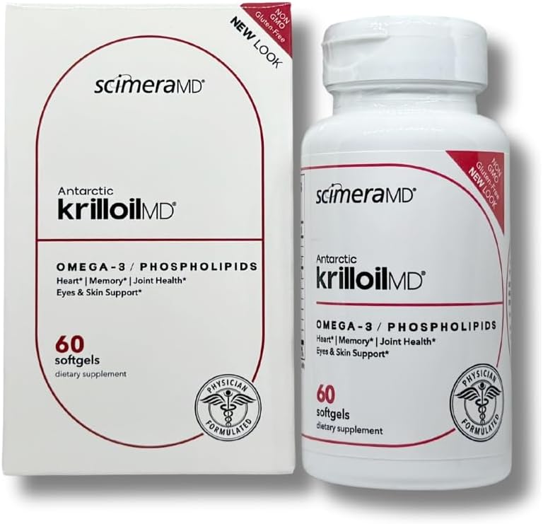 ScimeraMD® KrillOilMD Antarctic Krill Oil Omega 3 DHA EPA Supplement with Astaxanthin for Heart, Brain, and Joint Support, 60 CT 2