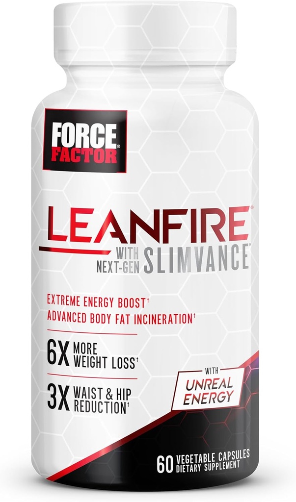 FORCE FACTOR LeanFire with Next-Gen SLIMVANCE Advanced Thermogenic Fat Burner for Weight Loss with B Vitamins and Capsimax to Boost Metabolism, Increase Energy, and Enhance Focus, 60 Capsules 2